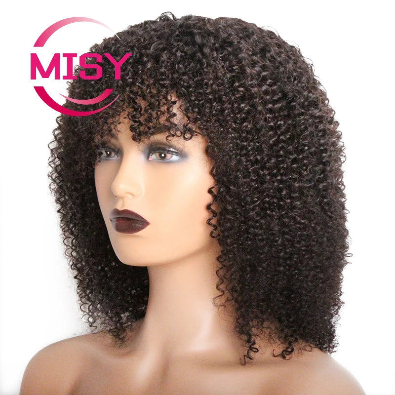 Short Jerry Curly Human Hair Wigs for Women Natural Color Pixie Cut Wigs Machine Made Short Bob Curly Human Hair Wigs