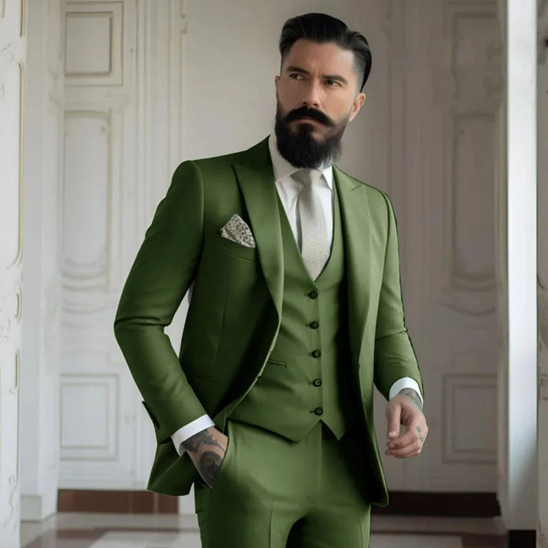 Champagne mens Tuxedo Wedding Suits For Bespoke Groom Wear Formal Fashion Prom Party Blazer+Pants+Vest - View 14 | SAMAG