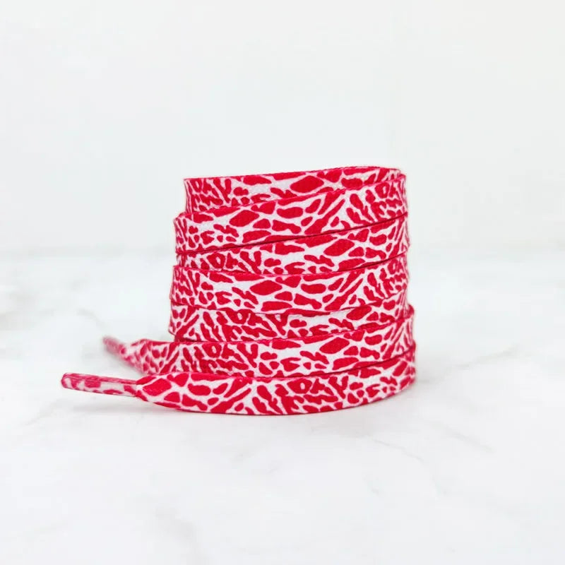 Flat Shoelaces for Shoes Burst Crack Texture Rope Leopard Print Shoelace Cement Flame Pink Printing Shoe Laces for Women Man