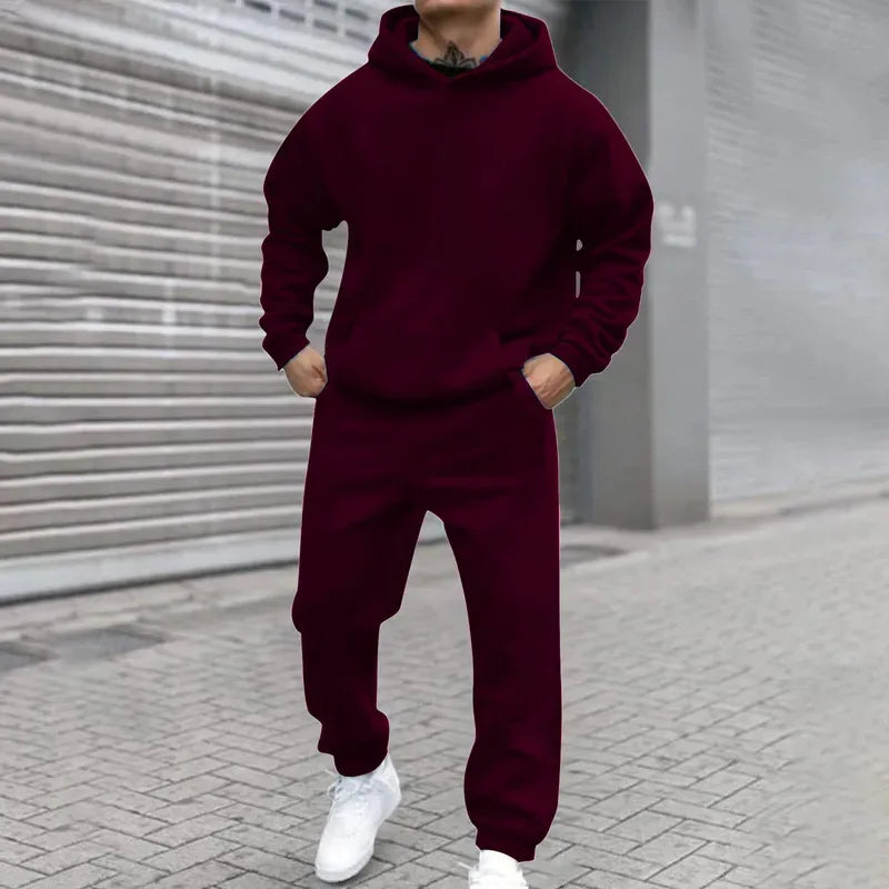 Colorful Urban Style Autumn And Winter Products Men's Hooded Sweatshirt And Pants Set Street Wear Collection - View 3 | SAMAG