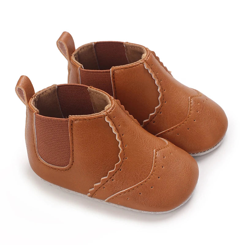 Brown Baptismal Baby Shoes For Boys And Girls Casual Soft Soled Non Slip Baby Shoes For 0-18 Months Baby Walking Shoes