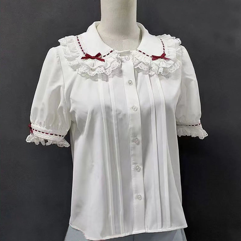 Japanese Lolita Style Lace Ruffles Blouses Summer Women - View 20 | SAMAG