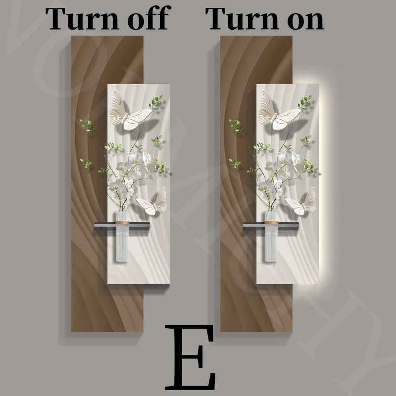 Green Plant Decoration Painting Living Room Corridor Corridor Hanging Painting Large White Wall Creating Landscape Wall Lamp