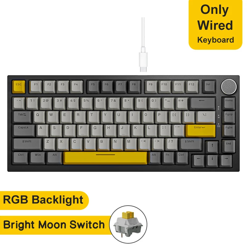 AJAZZ AK820/Pro Wireless Mechanical Keyboard Bluetooth 5.1 2.4G USB-C Wired Hot Swappable RGB Gaming Keyboard Gasket Mount with