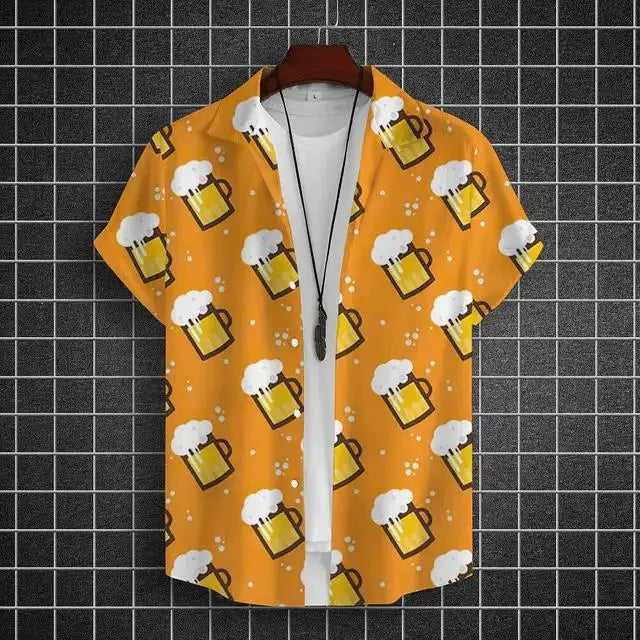 Hawaiian Shirt For Men 3d Beer Printed Short Sleeve Party | SAMAG