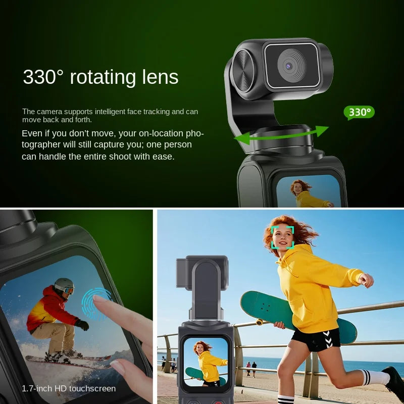 4K Pocket Action Camera Touch Screen Stabilization Sport BodyCam Portable Small Video Recorder Digital Vlog Camera for YouTube