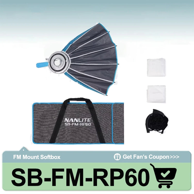 Nanlite SB-FM-RP60 Rapid 60cm FM Mount Softbox Professional Soft Light Rapid Setup Complete Accessories Durable Build