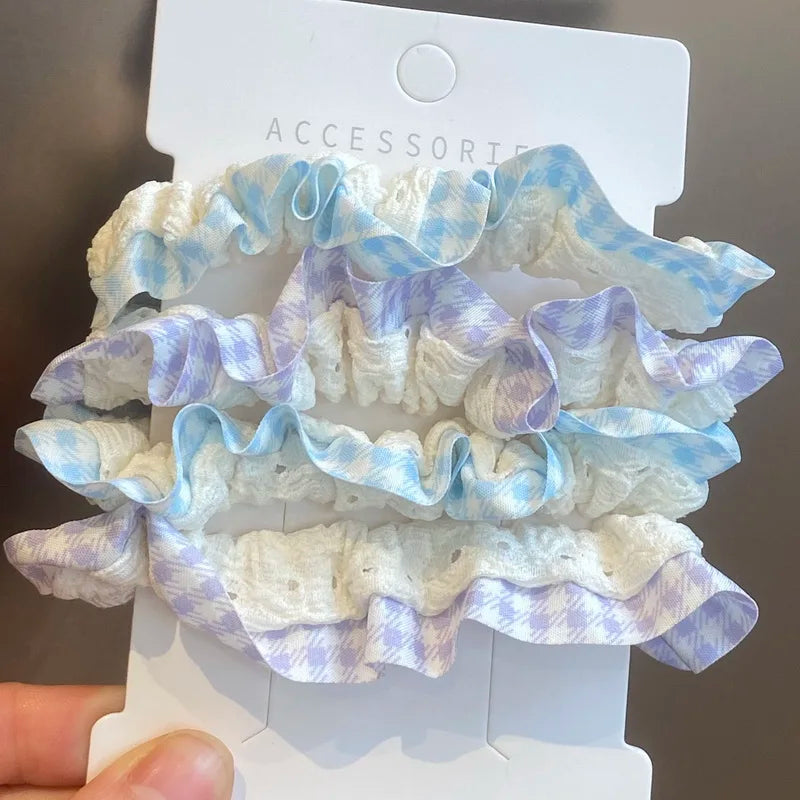 4pcs Pure Silk Small Scrunchie Set for women satin hair rubber bands girls elastic hair tie black hair rope Hair Accessories