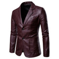 Spring/Autumn Leather Jacket - Plus Size Men's Youth Suit Collar Business Casual Leather Jacket European Sizes XS-3XL