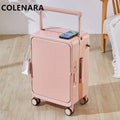 COLENARA 20 Inch Charging Luggage Aluminum Frame Boarding Case 25 Inch Front Opening Laptop Women's Trolley Travel Suitcase