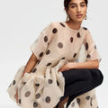 LIMO Women Sheer Organza Polka Dot Blouse Loose Short - View 4 | SAMAG