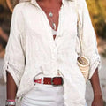 Women's Loose Fit Solid Color Long Sleeve Buttoned Blouse - View 13 | SAMAG
