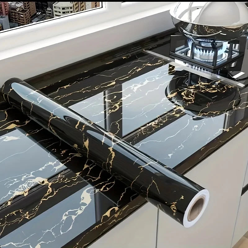PVC 40cm Waterproof Marble Self-Adhesive Wallpaper Bathroom Cabinet Countertop Contact Paper Waterproof Wall Sticker