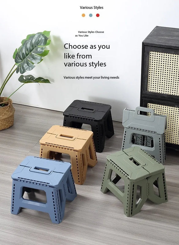 Folding Step Stool Strong Load-bearing Heavy-Duty Chair Travel Use Compact Collapsible Chair with Handle Camping Supplies