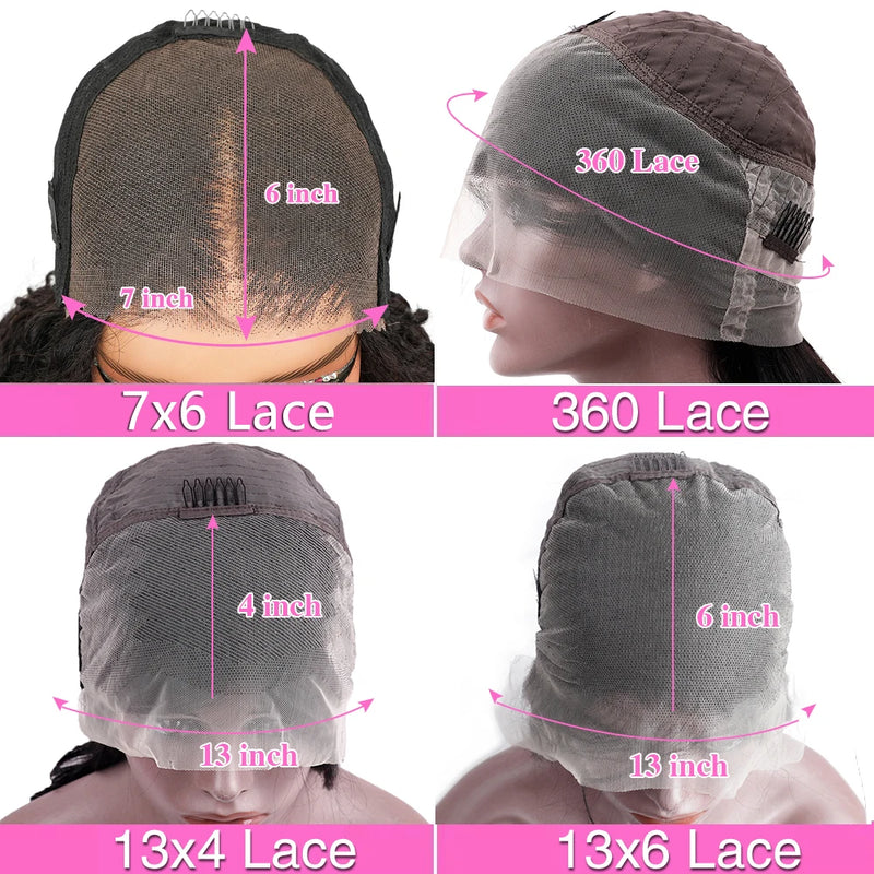 13x6 13x4 Lace Front Wigs Human Hair 36 Inch 7x6 HD Transparent Lace Frontal Wigs 220% Density Brazilian Virgin Straight Human Hair Wigs For Women Pre Plucked With Baby Hair Natural Color
