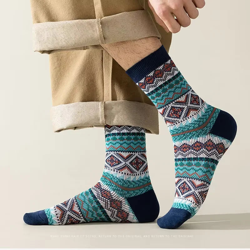 4 Pairs Man Short Socks Retro Bohemian Stripe Style | SAMAG