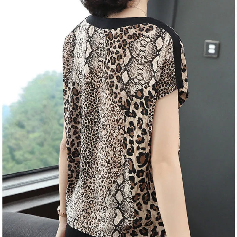 Short - sleeved T - shirt Women's Leopard Print Top Summer - View 4 | SAMAG