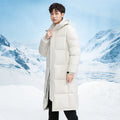 Casual Men's Long-Length Hooded Down Jackets Winter Windproof Warm Top Puffer Coats Outdoor Solid Thicken Padded Parkas Clothing