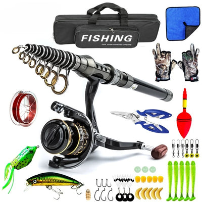 Carbon Fiber Telescopic Fishing Rod Reel Combo 1.8m To 3m | SAMAG