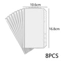 ♥8Pcs Clear A5 A6 A7 Binder Pockets Clear Zipper Folders For 6-Ring Notebook Binder Files Reports Binder