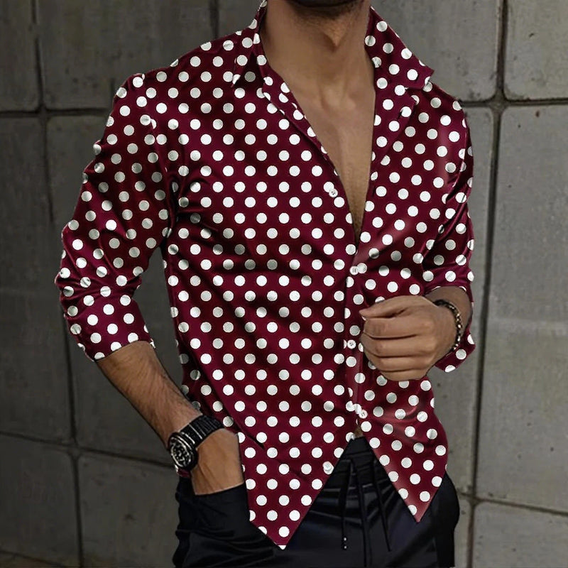 Men's multicolored Dot Geometric Pattern Dress Shirt | SAMAG