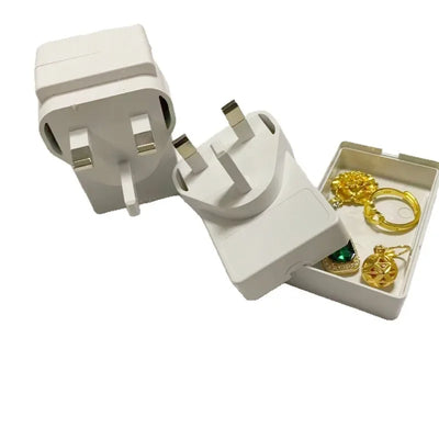 Camouflage Charger UK Plug Hidden Storage Box Phone Adapter Jewelry Case Secret Money Compartment Discreet Travel | SAMAG