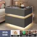Modern Style Solid Wood Bedside Table with Wireless Charging Smart 2 Drawers Bedroom Nightstands with Lock 40/45/50cm