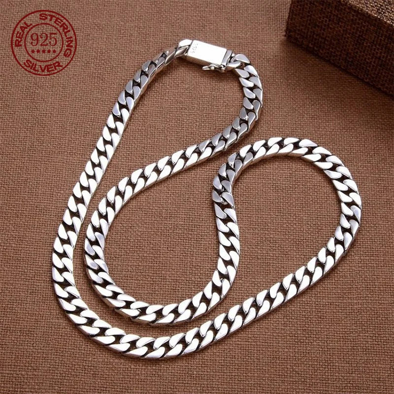 Solid S925 Sterling Silver Bracelet 7MM 8MM 10MM Punk Argent 925 Jewelry Never Fade Men Gifts Past Test - Visuel 7 | SAMAG