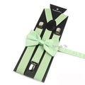 Novalty Sage Green Suspender Bowtie Set For Men Women Kids Romatic Wedding Party Elastic Y-back Straps Pants Shirt Accessory