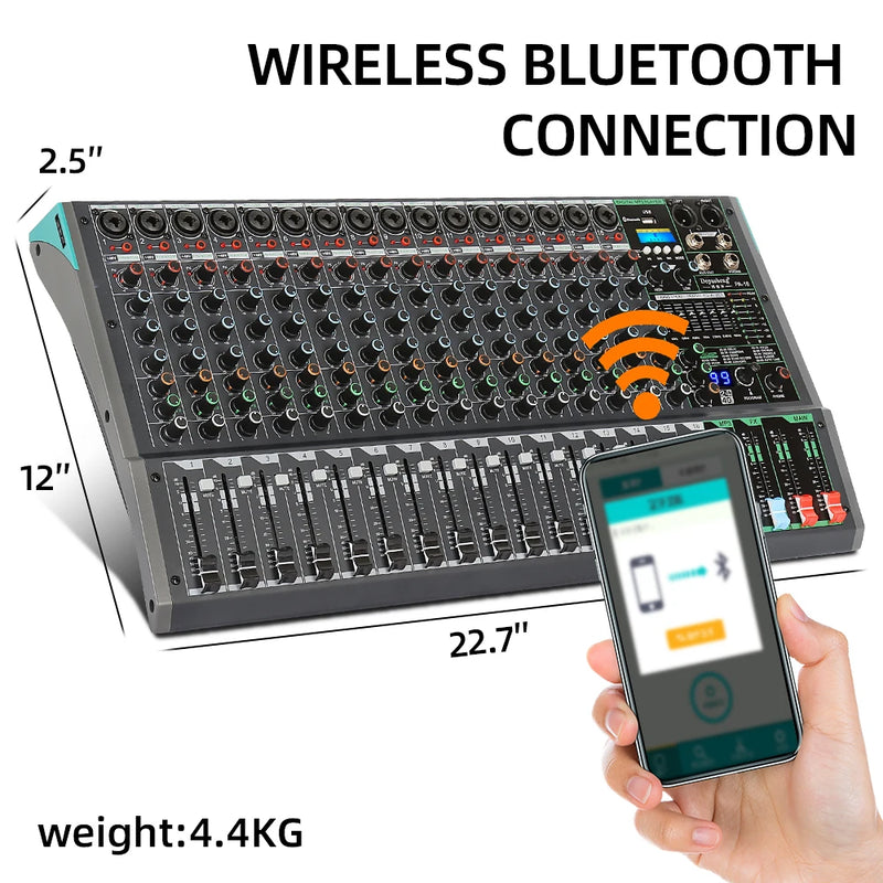 Professional Audio Console Mixer With MP3 Computer Input Built-in 99 Reverb Effect 16 Channel Audio Mixer
