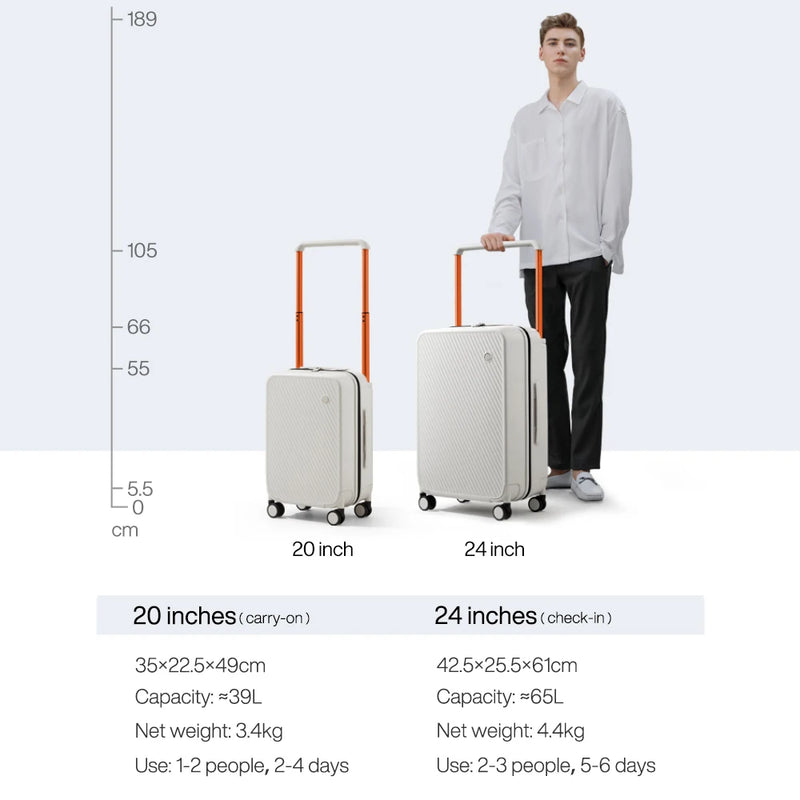 Mixi Gorgeous Wide Handle Suitcase 24" Travel Luggage Rolling Wheels Women Men 20" Carry On Cabin Hardside Patent Design M9276