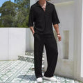 Commuter Suit Casual Shirt Solid Color Short Sleeve Pants | SAMAG