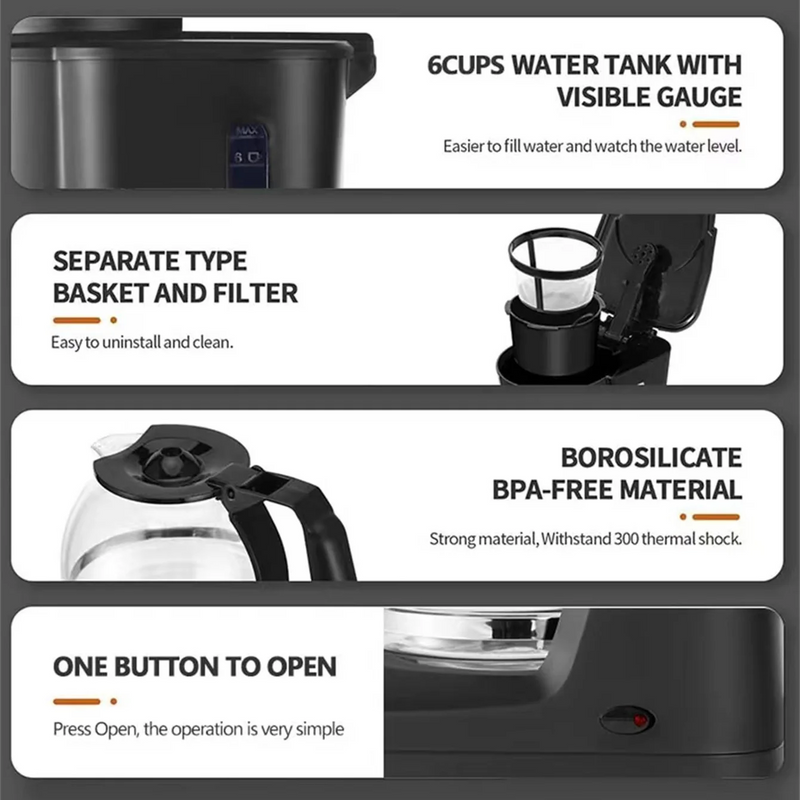 124Coffee Maker, 3-in-1 Single Serve Coffee Maker, Pod Coffee Maker for K-Pod Capsule Pods, Ground Coffee Maker, Leaf Tea Maker