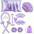 4/12Pcs Styling Kit Heatless Silk Curler with Sleeping Mask Shower Cap for Women and Girls Beauty Kit Travel Hair Styling Tools