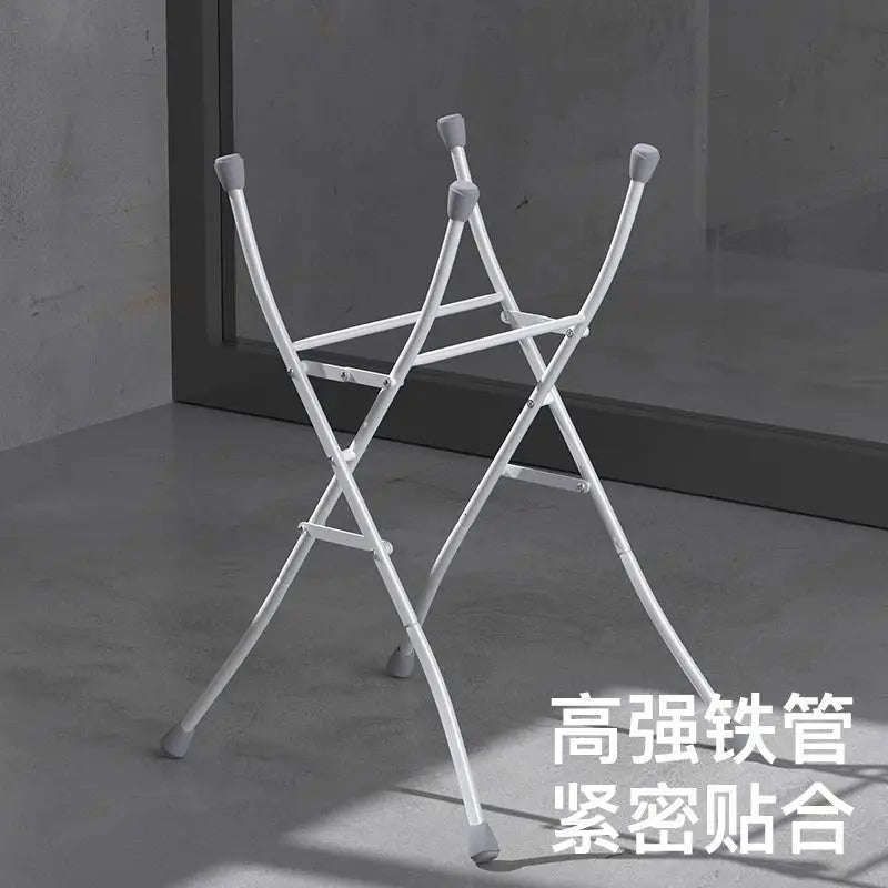 Foldable Baby Bath Tub with Stand No Bend Over Infant Bathing Collapsible Plastic Bathtub Iron Frame Supports Up to 20kg