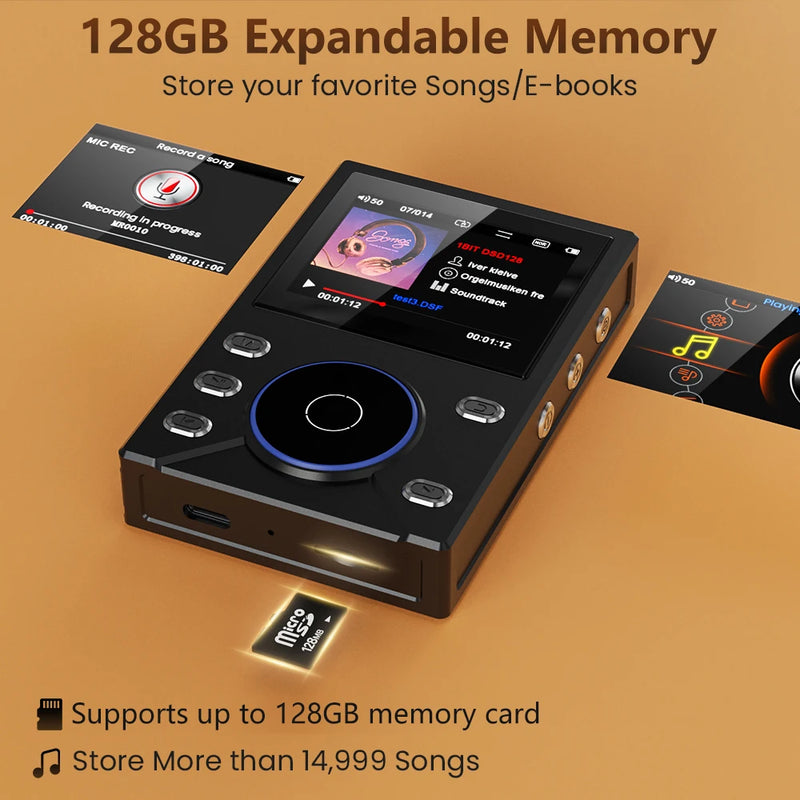 2.4 Inch LCD Screen HiFi MP3 Player Portable Digital Audio Walkman High‑Fidelity Music Player for Travel Commute Camping