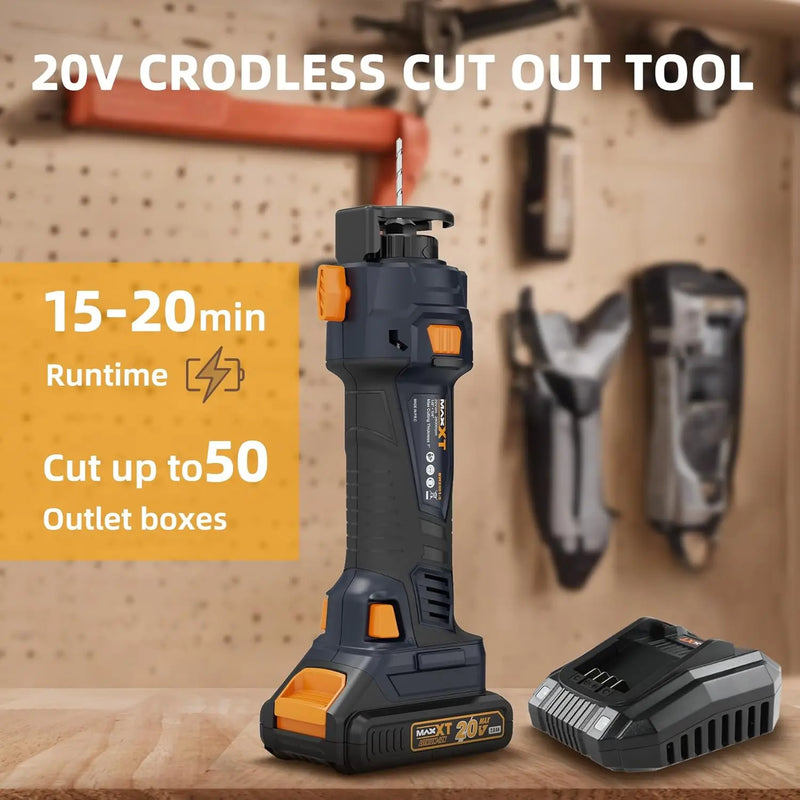Cordless Drywall Cut Out Tool, MAXXT 20V Rotary Saw Variable Speed with 2.0AhBattery And Quick Charger, Free - View 6 | SAMAG