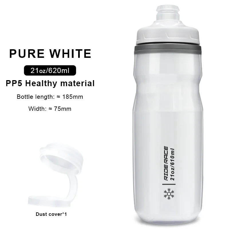 RIDERACE Bicycle Water Bottle Insulated Thermal 610ml Outdoor Sport Cycling Dual Layer Portable MTB Road Bike Cold Water Kettle