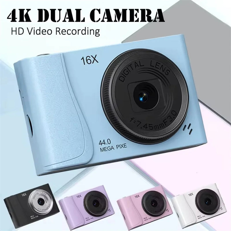 Digital Camera 4K 24 Million Pixels Children Camcorder 16x Zoom Compact Cameras Auto Focus for Kids Adult Beginners Photograph
