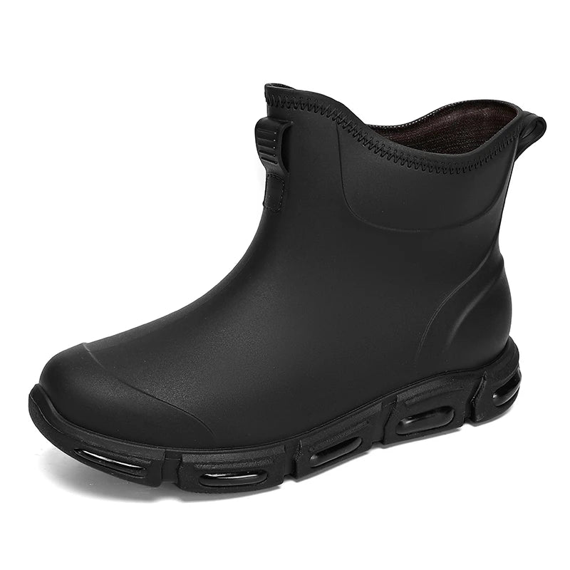 Men's Short Rain Boots Urban Water Boots Men's Non-slip Wear-resistant Fishing Wading Shoes Oil-proof Kitchen Rain Boot Zapatos
