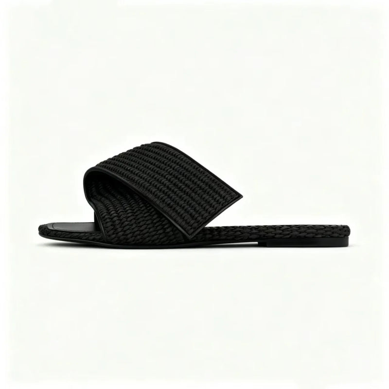 Summer Women's Flat Slippers, Women's Outerwear, Square Head, Open Toe, One Line Slippers, Men's Slippers