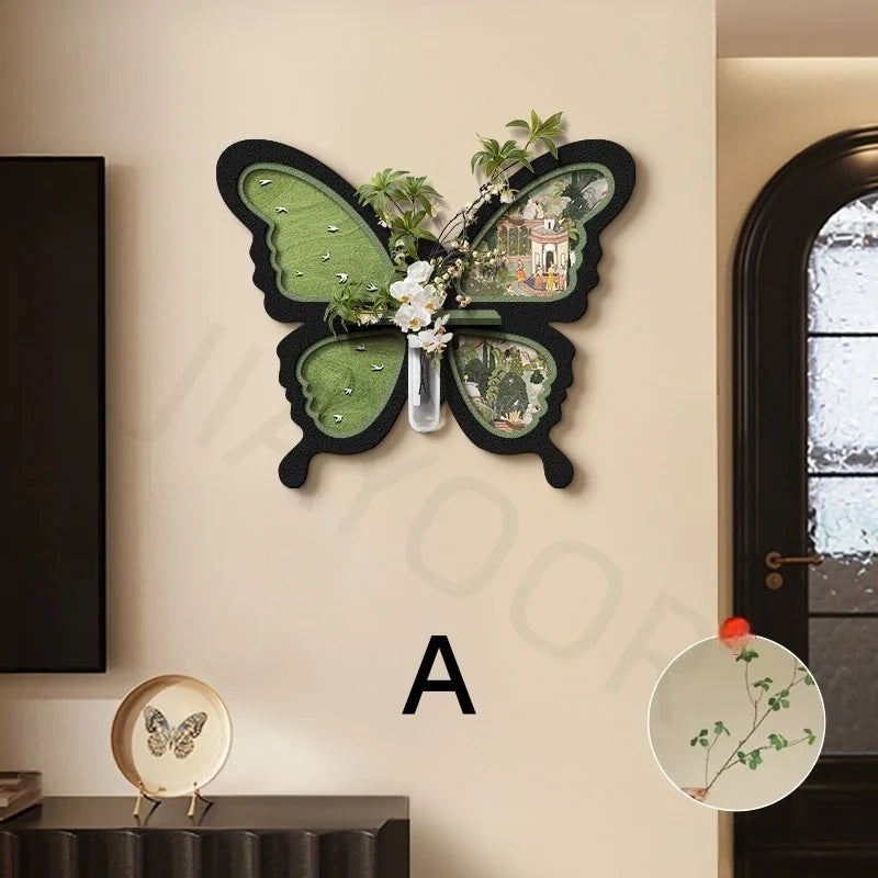French Butterfly Living Room Decoration Painting Hydroponic Green Plant Hanging Painting Dining Room Sandstone Mural Painting