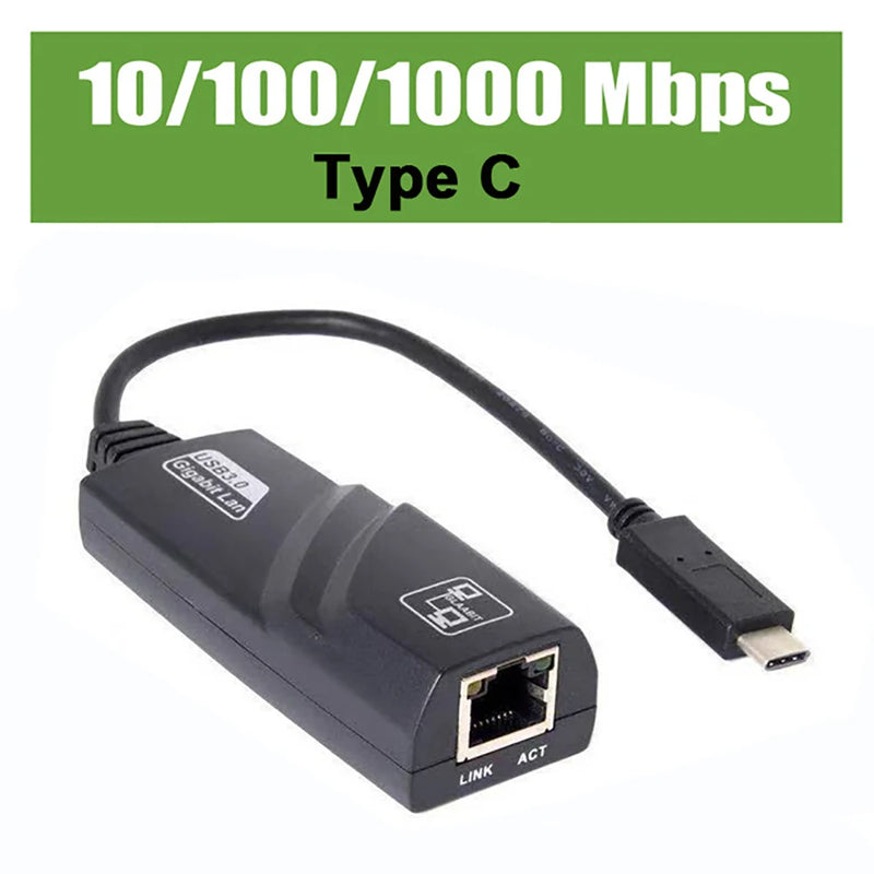 USB3.0 100/1000Mbps Wired USB & Type C To Rj45 Lan Ethernet Adapter Network Card for PC Macbook Windows 10 - Visuel 2 | SAMAG