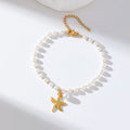 GANPUP 316L Stainless Steel Delicate Pearl Starfish Charms Bracelet For Women Texture Waterproof Wrist - Visuel 8 | SAMAG