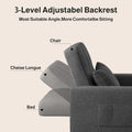 Convertible Sleeper Sofa Bed 3-in-1 Adjustable Linen Fabric Small Space Grey Customized