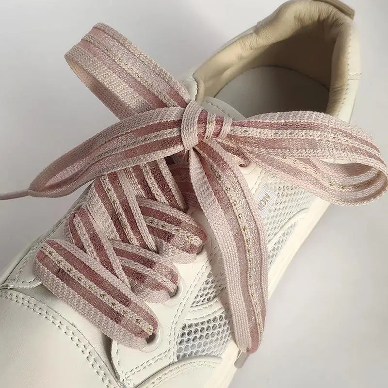 2cm Bow Wide Flat Shoelaces Fish Silk Transparent Striped Shoelaces Sneaker Black Sport Training Shoes Casual Shoes Laces