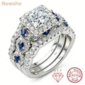 Newshe 3 Pcs Wedding Rings Set for Women 925 Silver Princess Cut Certified Moissanite/Zircon Luxury Bridal Engagement Jewelry