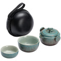 Ceramic Gongfu Travel Tea Set, Gorgeous Chinese Teapot Set with 2 Tea Cups, Portable Carrying Case
