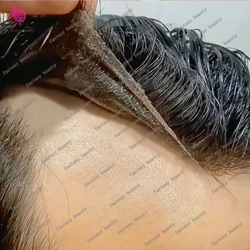 Super Ultra Thin Skin 0.02mm 80-100%Density Men Toupee Brown Black 210# Human Hair System Undetectable Natural Hairline Prosthes