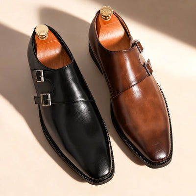 Classic Retro Dress Men's Monk Leather Shoes With Pointed | SAMAG